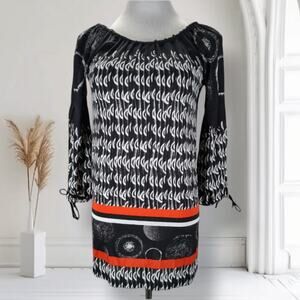 Save The Queen Celestial Moon Print Tunic Top Italy Y2K Artwear S